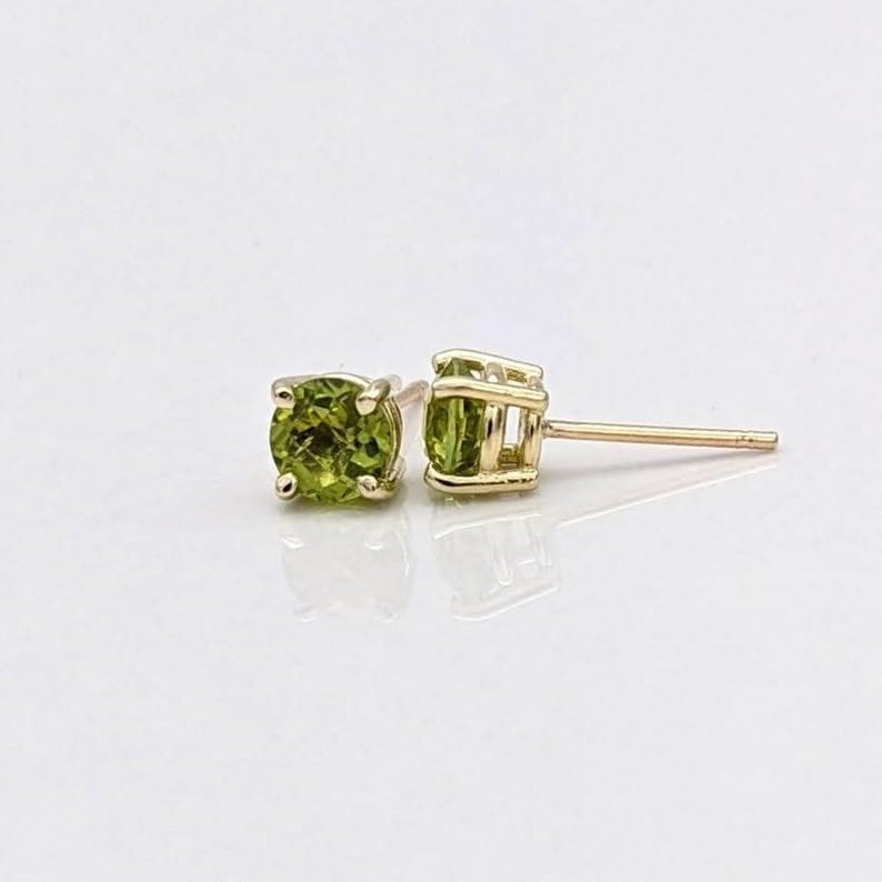 Puces d'oreilles en péridot naturel et argent 925 plaqué or d'exception - 2