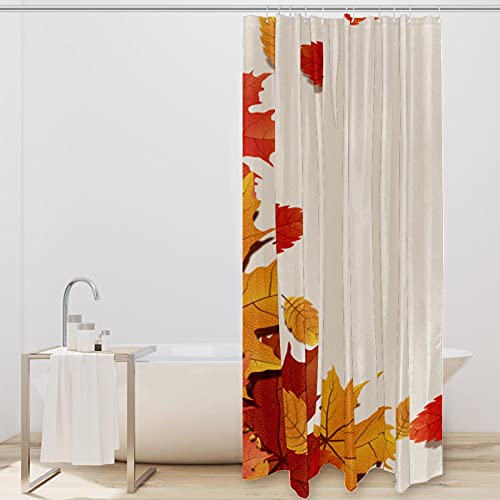 Rideau de douche lavable grand format motif feuilles d'érable de saison - 3