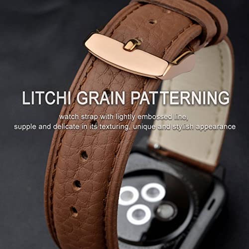 Image of ANNEFIT Watch Band 19mm, Quick Release Textured Padded Leather Straps with Rose Gold Buckle for Men and Women (Brown)