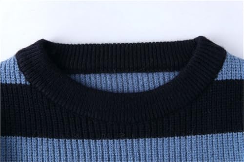 Men's Vintage Long Sleeve Knitted Sweater Casual Striped Pullover Sweaters3