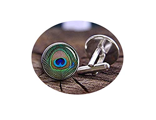 Gemelos con diseño de pluma de pavo real miniatura 1