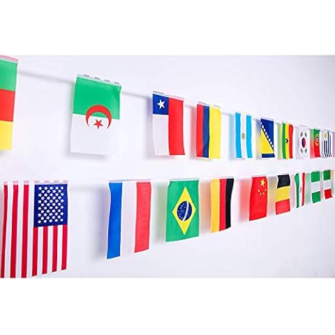 200 Country Flags Of The World International String Flag Party Decorations Small Bunting Pennant Banners Miniature Flags 190 Feet,Flag Size 8.2" x 5.5" Cover