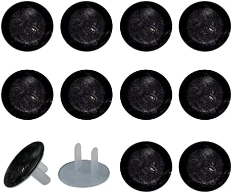 24 Pack Child Proof Electrical Protector Safety Caps Baby proofing Outlet Plug Covers Kitty Animal Pet Black Pattern