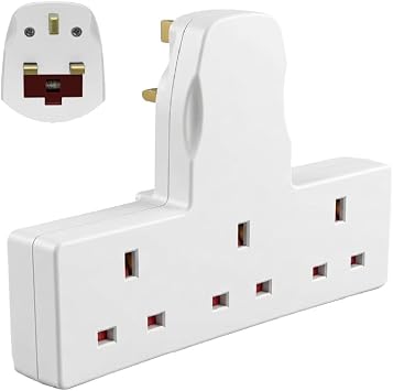 3 Way UK Plug Adapter | Triple Plug Socket | Multi Socket Wall Plug Extension | Triple Adapter Plug UK | 3 Socket Multi Plug for Home & Office