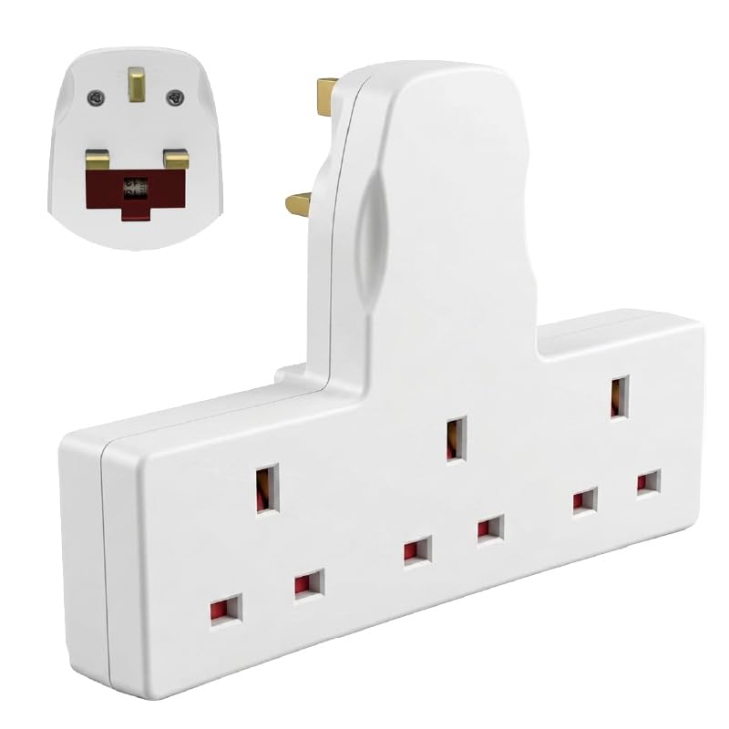 3 Way UK Plug Adapter | Triple Plug Socket | Multi Socket Wall Plug Extension | Triple Adapter Plug UK | 3 Socket Multi Plug for Home & Office