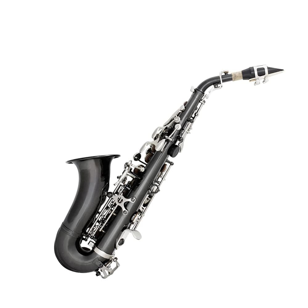 Kit Sassofono Soprano Ottone Sib Sax Soprano Piegato con Custodia per il Trasporto Kit per la Pulizia della Cinghia del Sax Strumenti a Fiato