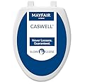 Mayfair Caswell Modern Toilet Seat, Slow Close, Easy Clean, Plastic, Elongated, White