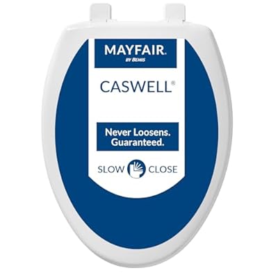 Mayfair Caswell Modern Toilet Seat, Slow Close, Easy Clean, Plastic, Elongated, White