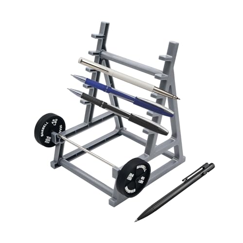 Gym Themed Pen Holder with Barbell Rack Desk Organizer