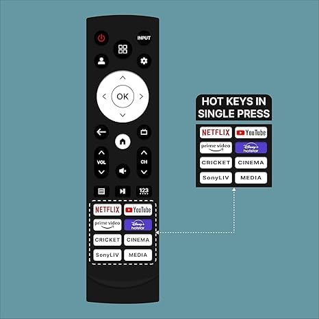 Image of Compatible for VU Smart Tv Remote and vu Cinema tv Remote - Without Voice - Hot Keys Netflix, Prime Video, Sony LIV, Hotstar and YouTube Use for LCD LED OLED QLED UHD 4K Android TVs