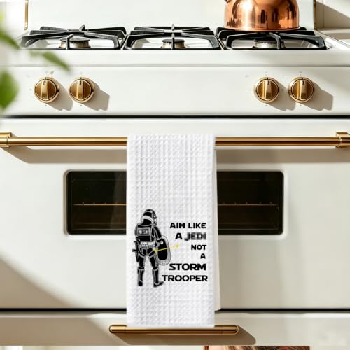 Image of Funny Flamingo Hand Towels for Bathroom, S Wars Waffle Weave Hand Towels | Funny Kitchen Accessories, Geek Home Kitchen Bathroom Decor, Housewarming Gifts 14x24 Inch