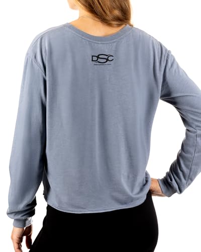 Ford Bronco Crop Top for Women – Flint Blue Heather Long Sleeve Shirt – Circle Logo Graphic – Officially Licensed2