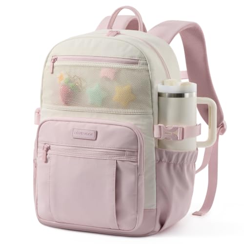 Image of LOVEVOOK Laptop Backpack for Women with Giant Tumbler Holder - DIY 17.3Inch Work Computer Travel Backpack with Laptop Compartment, Water Resistant, Commuter College Teacher Nurse Purse Bag, Pink