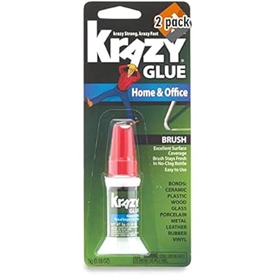 Krazy Glue Home & Office Brush On Super Glue, Brush Applicator, 5 Grams (2 Pack)