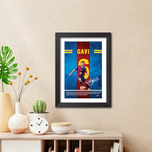 Image of TenorArts Gavi Quotes Poster Frame Barcelona Laminated Photo Framed Painting with Matt Finish Black Textues (12 inches x 9inches)