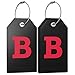 Shacke Initial Luggage Tag with Full Privacy Cover and Stainless Steel Loop - Black (Letter B)