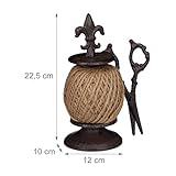 Relaxdays antik, Gusseisen, Fadenhalter mit Schere & Pflanzschnur, Garten Deko, Dunkelbraun Schnurhalter, - 5