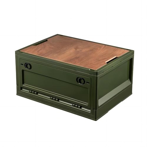 Nilpferd 45L Faltbare Aufbewahrungsbox kunststoff mit Deckel Camping Box Campingbox mit Rädern Stapelbar Aufbewahrungsbox für Outdoor Camping Organizer Auto (Grün, 45L*1)