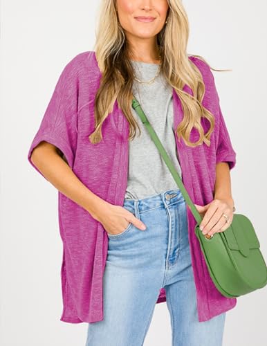 Image of Yekaty Lightweight Cardigans for Women Casual Summer Short Sleeve Cardigan Open Front Beach Coverups 2026