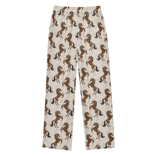 Horse Roar Boys Long Pants Soft Trousers Elastic Waist Kids Lounge Bottoms with Pockets S-XL