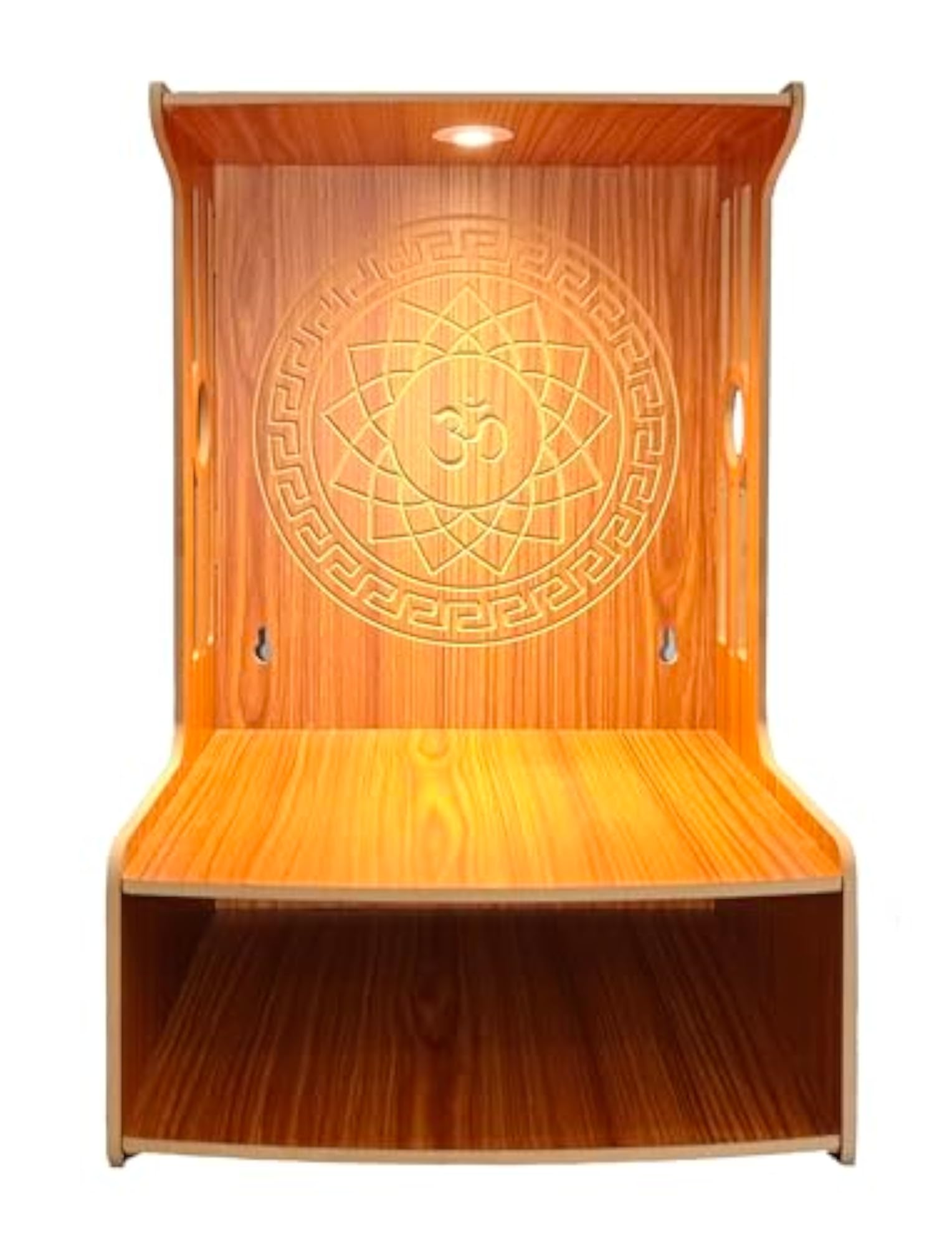 Wooden Puja Mandir with LED Light for Home