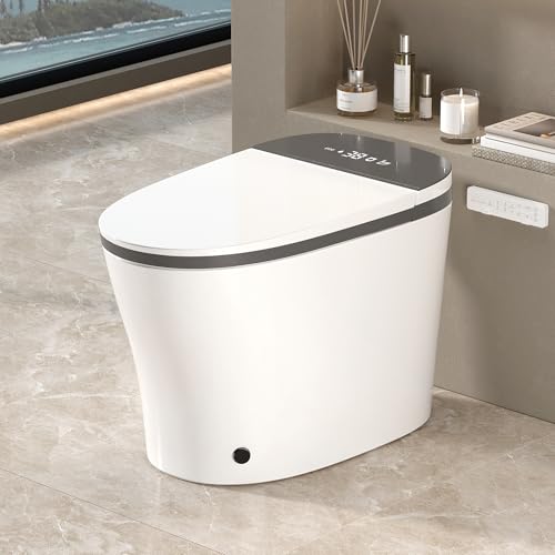 WinZo Smart Toilet,Modern Smart Toilet with Bidet Built In with Foot Kick,Tankless Toilets Auto Open/Close Lid with Dryer,ADA Comfort Height Heat Seat,Instant Warm Water, c