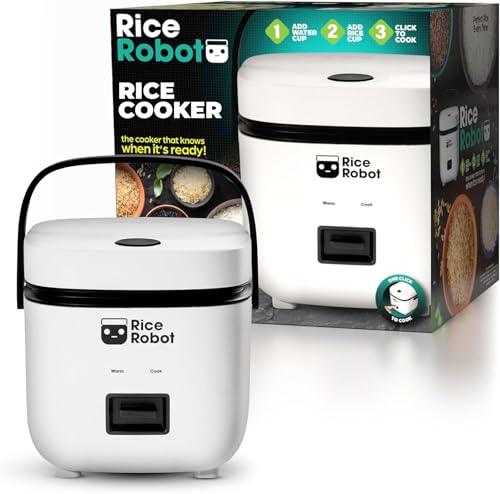 Comparison: Best Mini Rice Cooker For Travel 11 Rice Robot Personal Rice Cooker, PFAS-free, Nonstick. 1 Quart Capacity, with Stainless Steel Steamer Tray, Measuring Cups, Recipe Book with 60 Recipes, and Serving Spoon, As Seen On TV