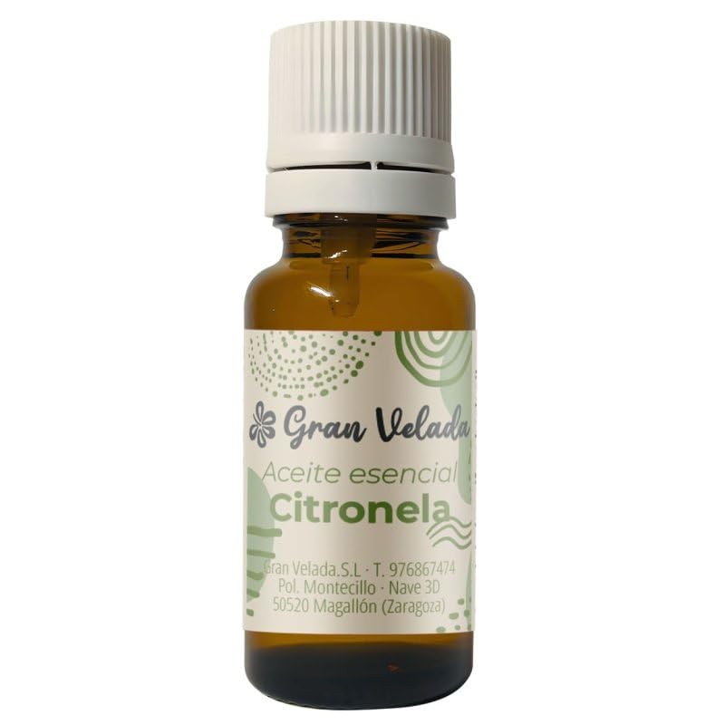 Gran Velada - Aceite Esencial de Citronela Puro y Natural 250 ml | Repelente de Mosquitos Efectivo | Alivia Picaduras | Ideal para Masajes y Desodorantes