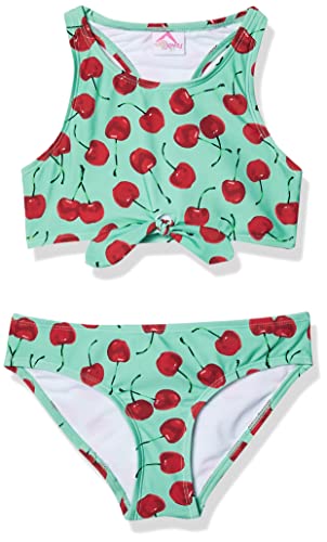 Kanu Surf Girls UPF 50+ Beach Sport Racer Bikini 2-Piece Swimsuit, Addie Sea Green, 6X