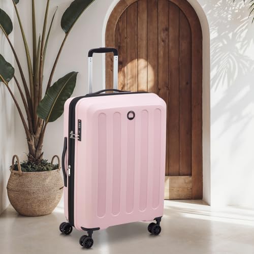 Image of DELSEY PARIS Unlock 66 CM Medium Check-in Polypropylene 8 Wheels Pink and Expandable with Global Warranty 2 Years Hard-Sided Trolley Bag /Suitcase /Luggage /Lightweight