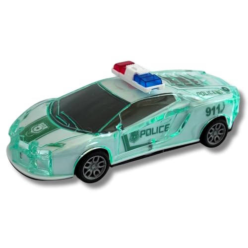 Image of K D Police Car Toy for Kids | 3D Lights, Music & Police Siren | Battery Operated | Friction Powered Push & Go Toy Car | Durable Plastic | Age 3+ Green Pack of 1