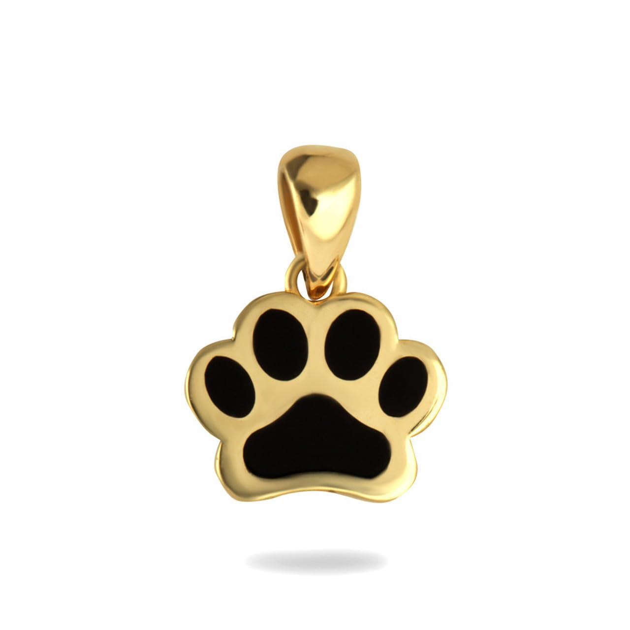 Fine 10k Yellow Gold Dog Paw Print Enamel Pendant