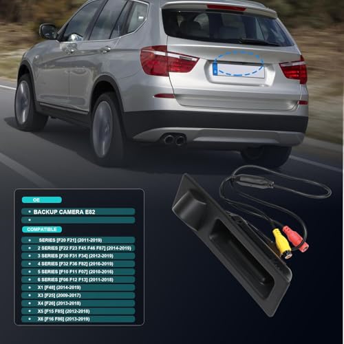 Image of 51247463163 Rear View Camera 1280x720p Trunk Handle Rear View Reverse Backup Camera Fits 2011-2017 Series 5,2012-2017 Series 3,2012-2017 X3 /X4 /X5,2016-2017 X1 F30 F10 F11 F25