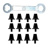 Oshhni 12 Stück Fußballschuhe Stollen, Fußballstollen Aluminiumlegierung, Football Shoe Spikes, Profi Fußball Stollen für Wettkampfsportarten, 13mm 15mm, Schwarz mit Schraubenschlüssel