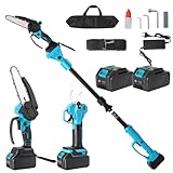 Mini-Kettensäge mit Akku und elektrischer Astschere, 4-in-1, elektrische Baumsäge mit 2 Batterien, 180°-Winkel, maximale Arbeitsreichweite bis zu 4,5 m