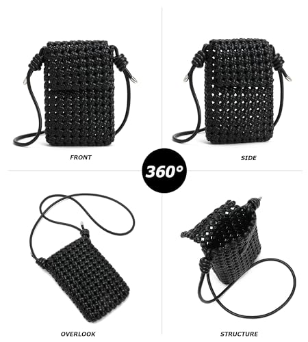 myfriday Woven Leather Crossbody Phone Bag for Women, Small Sling Shoulder Purse Trendy Summer Bag with Buckle Closure3