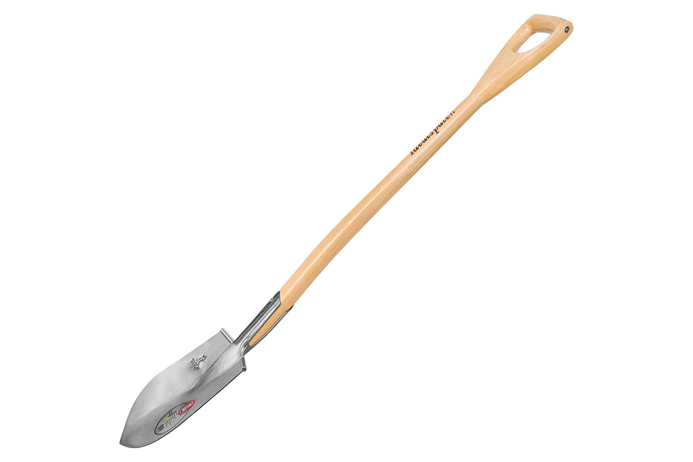 IDEAL-Spaten Kieler Form | für Harte und steinige Böden | feinpolierter Doppelfederspaten, selbstschärfend, mit Tritt, Eschen-T-Stiel 85 cm