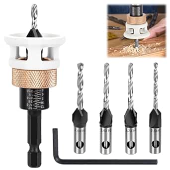 Jeu De 6 Fraises à Bois Avec Butée - Tige Hexagonale 1/4", Pour Vissage Décoratif