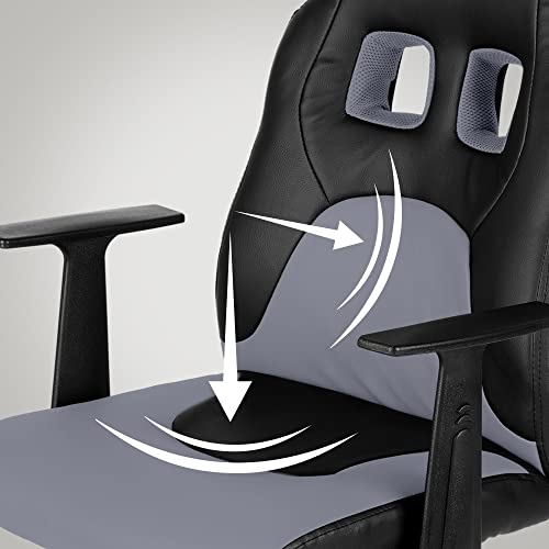 Sedia per Bambini Fun con braccioli I Sedia Cameretta Ragazzi Imbottita in Similpelle 40-50 CM, Colore:Nero/Grigio - Sedia gaming - Immagine 5