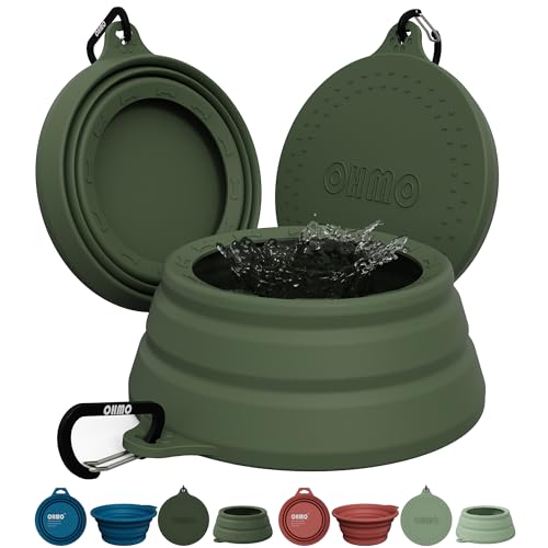 OHMO Spill Proof Collapsible Dog Water Bowl 24oz for Cars, No Splash Portable Bowls for Dog Travel, Dishwasher Safe, Pet Essentials for Road Trips, Cat Travel Accessories
