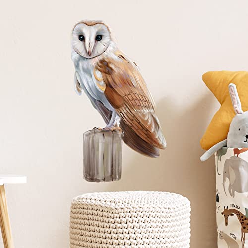 Vinilo Decorativo Buho Barn en Poste de Madera miniatura 1