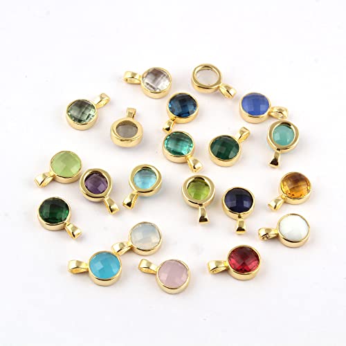 Guntaas Gems 2 Pieces Of Green Amethyst Quartz Brass Gold Plated Collate Setting Faceted Cut Pendant Making Jewelry (8Mm) #TOP4
