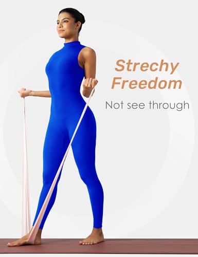 Image of speerise Women Sleeveless Turtleneck One Piece Romper for Yoga Workout Jumpsuit with Tummy Control Bodysuit
