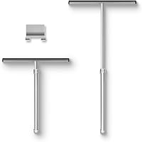 GrandFusion Telescoping Shower Squeegee 10" Wide Stainless Steel Blade, 14-23" Extendable Handle, Adhesive Hook for Glass, Tiles, Windows, Mirrors