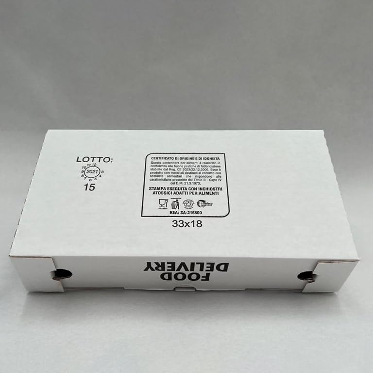 Box Termico da Asporto 33x18 h 7 cm Large 100 Pezzi per Pizzerie Ristoranti