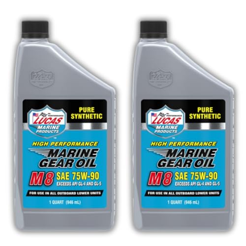 Marine Gear Oil M8 – 32 oz Synthetic SAE 75W-90 – High-Performance Non-Foaming Marine Lubricant for Outboards, Stern Drives, Gearboxes, and V-Drives – Rust & Corrosion Protection | 2 Pack