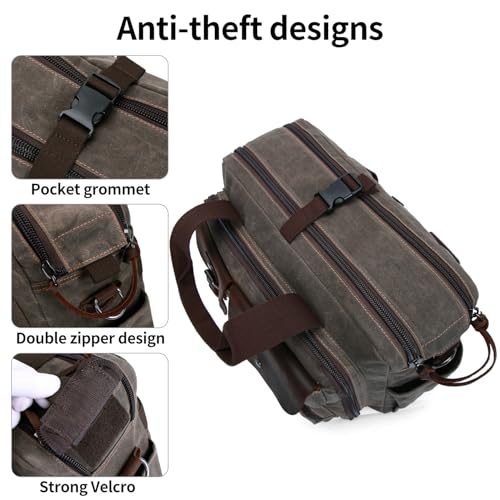 Laptop Bag Briefcase 17.3 Inch Messenger Bag for Men Waxed Canvas Office Carrying Shoulder Bag for Work Business3