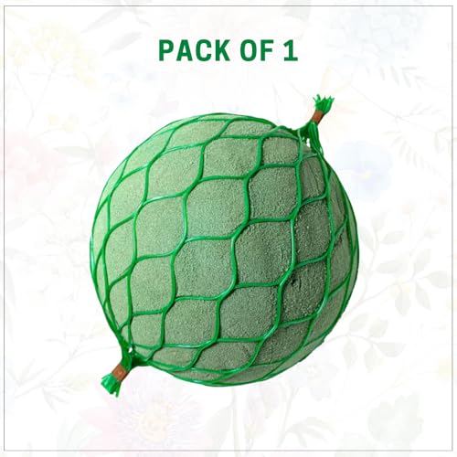 Image of OASIS Pack of 1 Floral Foam Spheres | Green Round Foam Spheres Balls for Fresh & Artificial Flowers | Wet & Dry Use | Ideal for Wedding, Party & Home Floral Arrangements - Netted (150 mm)