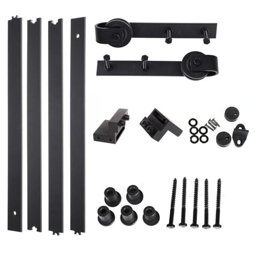 Kit de rieles for puertas corredizas de granero, herrajes for armarios, puertas de granero de madera, de rieles for puertas de granero de 180 cm(180cm Single Door)