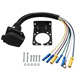 Eieenotee Prise ¨¦lectrique de Remorque 7 Voies pour Connexions D'¨¦clairage de Remorque 7 Voies avec Adaptateur de Cable de Remorque ¨¦lectrique et Support de